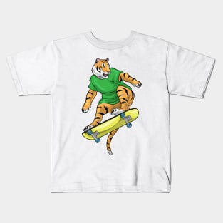 Tiger Skater Skateboard Kids T-Shirt